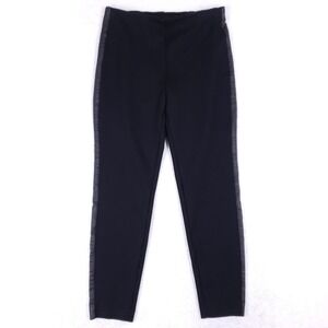 Kenneth Cole New York Black Pants Size M Faux Leather Trim‎ Pull-On Slim Fit